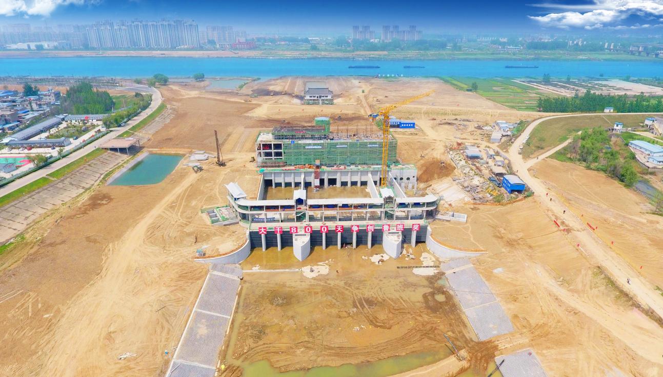 安徽水利蚌埠靚淮河龍子河口綜合樞紐布置工程。安徽建工集團(tuán)供圖